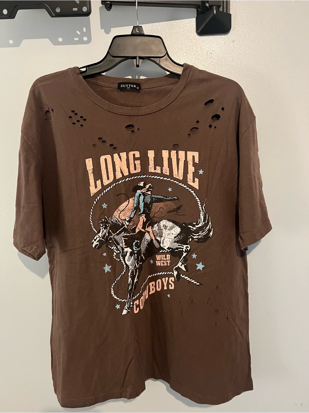 Zutter Brown 'Long Live Cowboys' Graphic Short Sleeve Tee